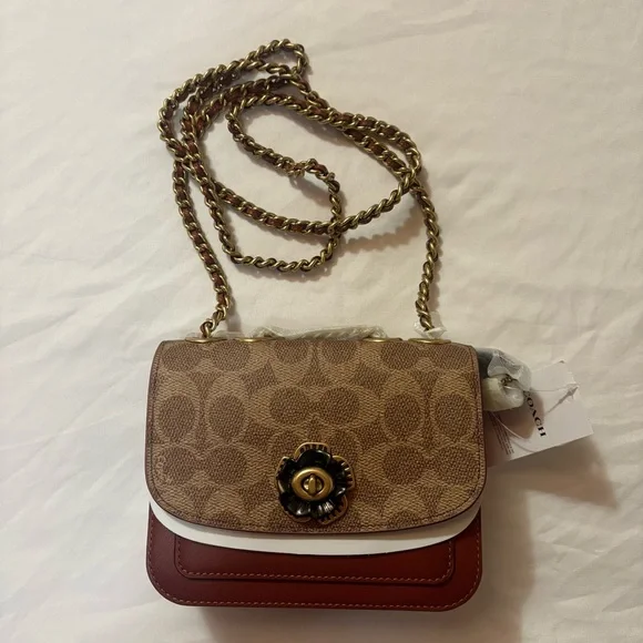 NWT COACH Madison Signature Coated Canvas Mini Shoulder Bag Crossbody Bag Brown - Picture 2 of 16